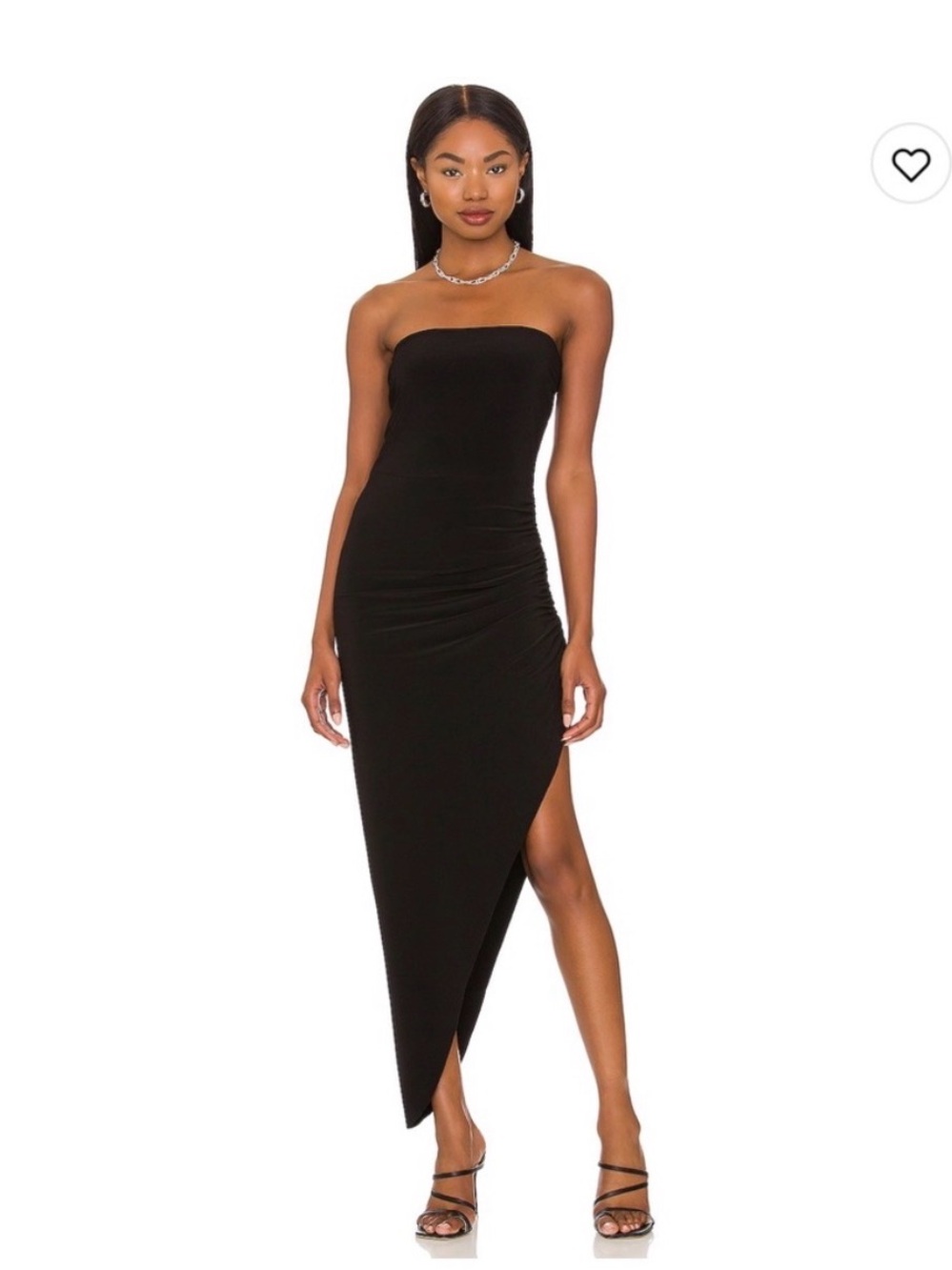 Norma Kamali Black Strapless Asymmetrical Midi Dress